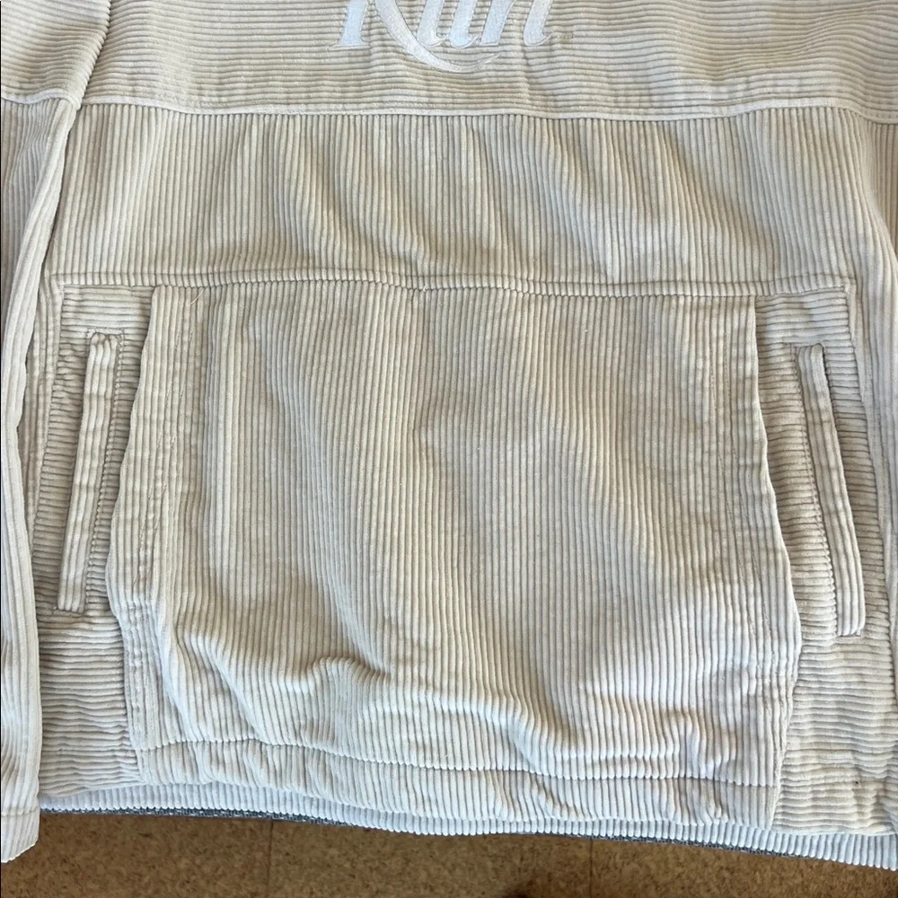 Kith Light CreamCorduroy Hoodie with double pockets Draw string on waist - Picture 3 of 4